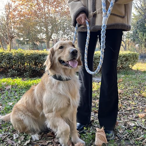 5FT Braided Cotton Rope Leash for Small (Cotton Sky)