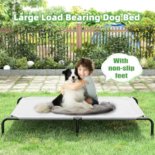 Raised Dog Bed for Extra Large Dogs (60.25"L x 37.25"W x 8"Th / Grey)