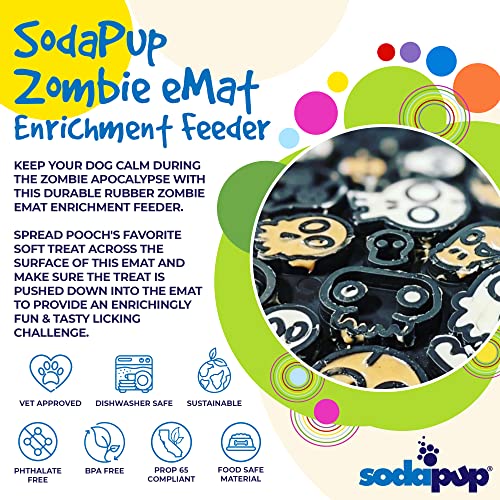 Zombie eMat Durable Lick Mat Feeder Made in USA from Non (Zombie Black / Large)