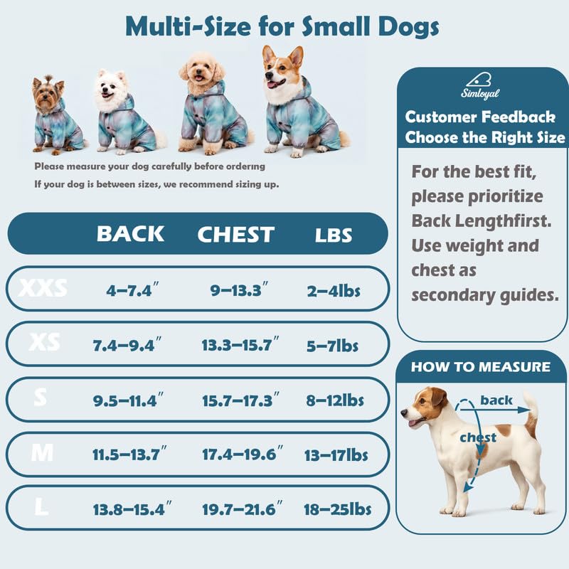 Dog Raincoat Waterproof Full Coverage Softshell Jacket (M-Back(11.5–13.7″) | Weight(13-17lbs) / Glacier Blue)