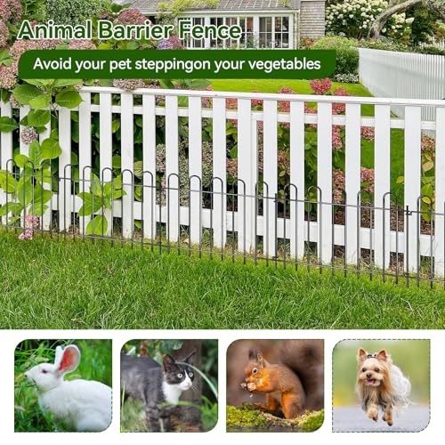 26 Panels Decorative Garden Fence (26 Panels, 13in X 30ft / Black)