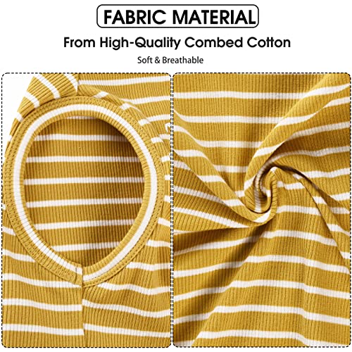 Dog Shirt Soft Cotton Tank Top Lightweight Yellow & Light Grey 2XL (Yellow + Light Grey / 2XL-(20~30lb) | Chest(~24"))