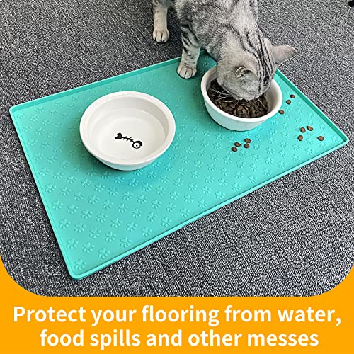 Pet Placemat for Dog and Cat (18"L x 12"W / Green)