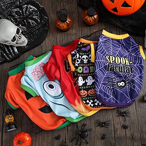 5 Pcs Halloween Dog Shirts Pumpkin Ghost Costume (Medium)