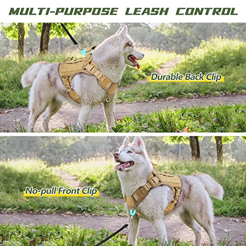 Tactical Dog Harness for Medium Dogs (Khaqi / Medium: 30-50 lbs (Chest:24-28",Neck:17-19"))
