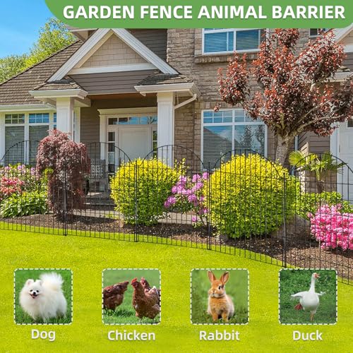 5 Panels No Dig Decorative Garden Fence with Gate (Black / 40 in(H))
