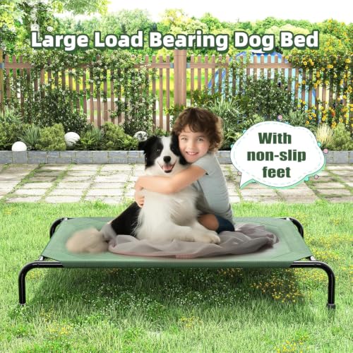 Raised Dog Bed for Large Dogs (47.75"L x 30.5"W x 8"Th / Green)