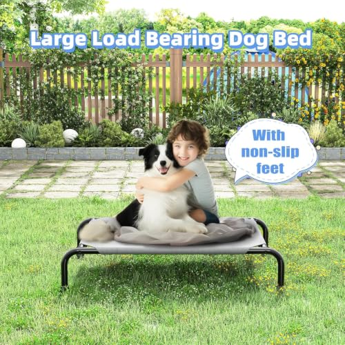 Raised Dog Bed for Small Dogs (36.5"L x 22.5"W x 8.25"Th / Grey)