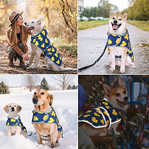 Dog Raincoat for Large Dogs Waterproof Jacket Hooded Rain Coats with Reflective Strips Leash Hole & Poncho Adjustable Fit (Blue Duck / Large)