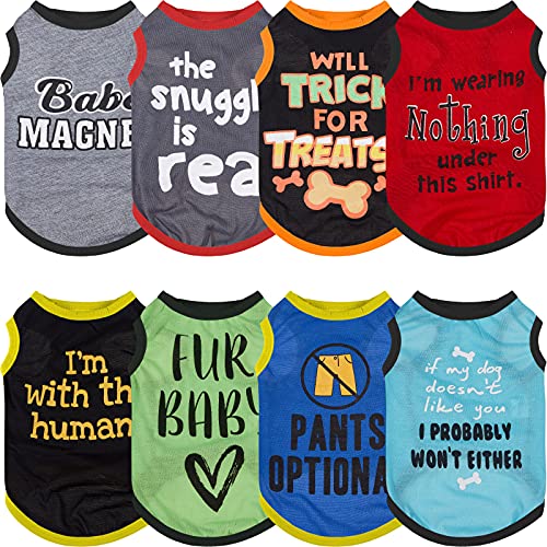 8 Pcs Dog T Shirts Printed Funny (Medium)