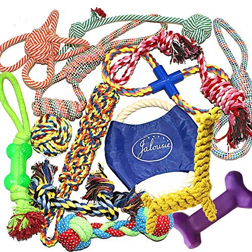 14 Pack Puppy Chew Dog Rope Toy Assortment for Small Medium Large Breeds (14 Pack Rope Combo)