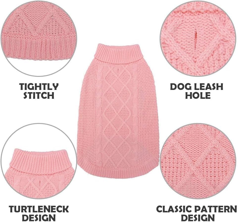 Turtleneck Dog Sweater (XXX-Large / Flesh Pink)