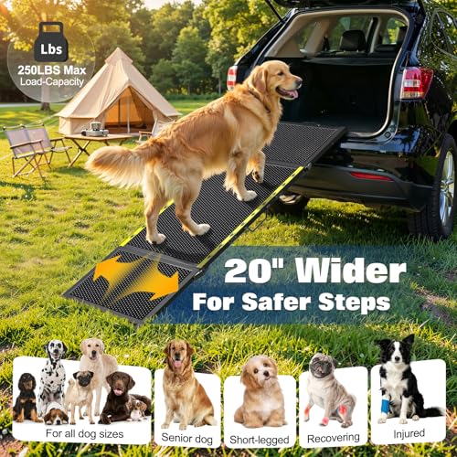 74"L x 20"W Extra Wide Dog Ramp for Car (Black)