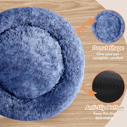 Calming Dog Bed Medium Size Dog (Navy Blue / 31.0"L x 31.0"W x 8.0"Th)