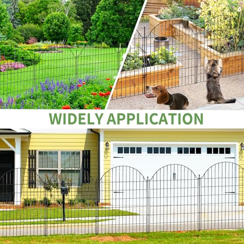 5 Panels No Dig Decorative Garden Fence with Gate (Black / 40 in(H))