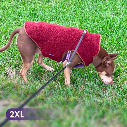 Sherpa Dog Coat Reversible Dog Jackets for Large Dogs (XXX-Large (68-85lbs) / Burgundy)
