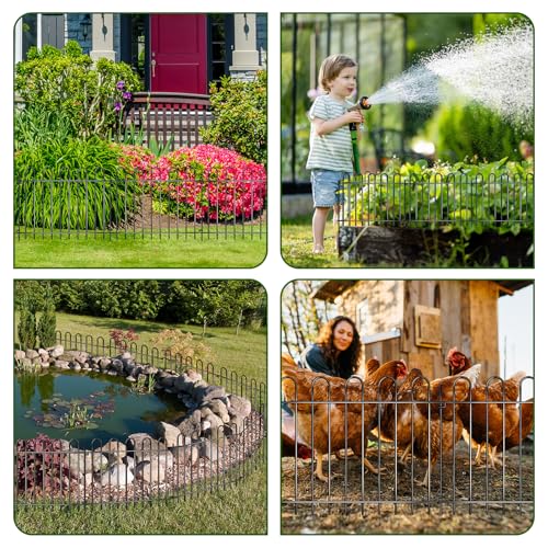 26 Panels Decorative Garden Fence (26 Panels, 13in X 30ft / Black)