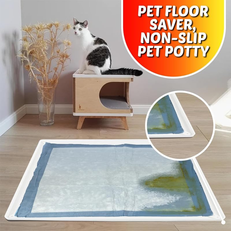 Dog Pee Pad Holder Tray Fits for 30” x 36” Pee Pads (36 x 30 Inches / White)