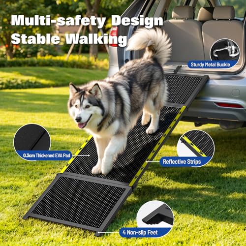 74"L x 20"W Extra Wide Dog Ramp for Car (Black)