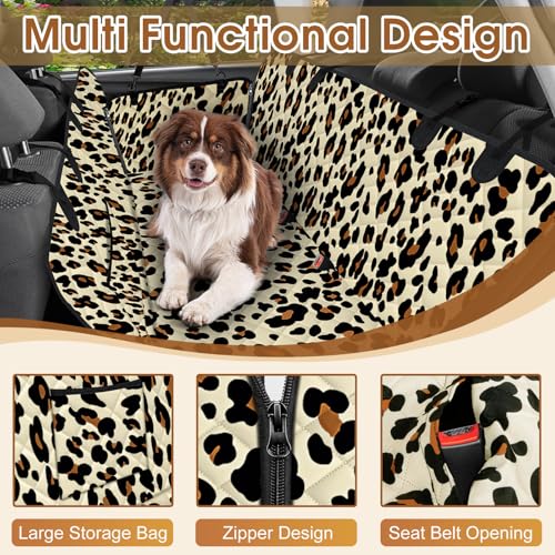 Waterproof Dog Car Seat Cover for Back Seat (Leopard,Black / Small,Standard)