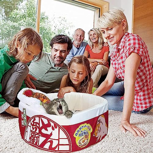 Ramen Noodle Cat Bed (23.6"L x 23.6"W x 10.2"Th / red)