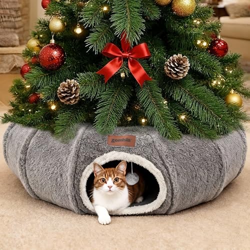 Cat Tunnel Bed for Indoor Cats (Grey / Standard)