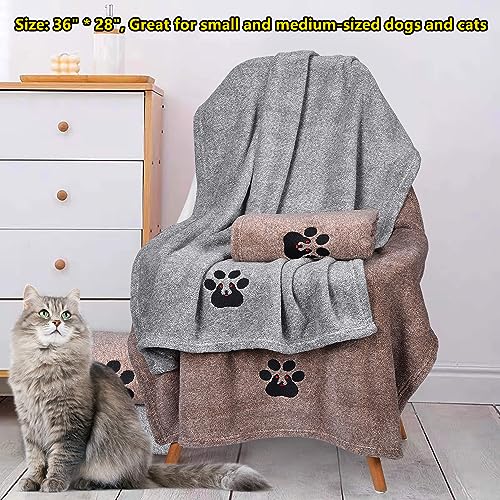 Dog Towels for Drying Dogs 2 Pack (Grey and Brown / M-36" * 28")