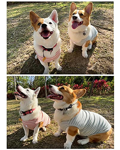 Dog Shirt Vest Lightweight Stretchy Dog T (Pink + Green / L-(9~17lb) | Chest(~17.7"))