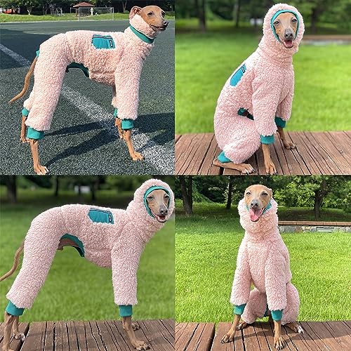 D Doggy Star Italian Greyhound Sweater Turtleneck Outfit Warm Fleece Onesie Clothes Whippet for Dog Coat (2XL / Green Pocket)