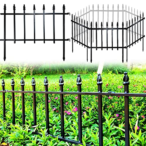 18"H x 22"W Decorative Metal Garden Border Fence (Black / 18″ H x 9.17 ft (5 Panels))