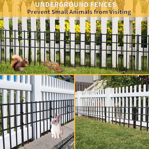 10 Pack Garden Animal Barrier Fence (10 Panels, 10.8ft(L) x 17in(H) / Black)