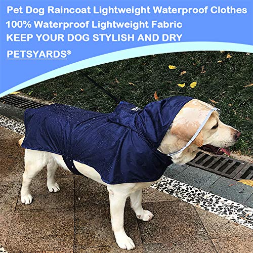 Pet Raincoat Packable Hooded Dog Rain Jacket Reflective Strips Lightweight Adjustable Poncho for Small Medium Large Dogs Blue XXL (XXL (Back:24 Inches) / Blue)