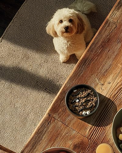 Ceramic Slow Feeder Dog Bowls for Small Dogs (Black / 6 Inches)