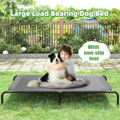 Raised Dog Bed for Extra Large Dogs (60.25"L x 37.25"W x 8"Th / Black)