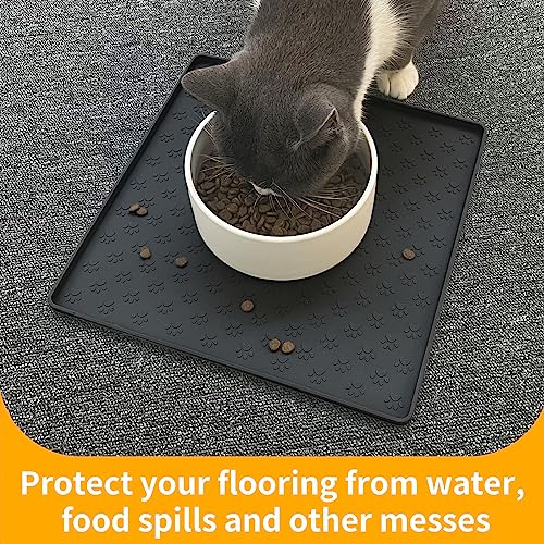 Pet Placemat for Dog and Cat (11.8"L x 11.8"W / Black)