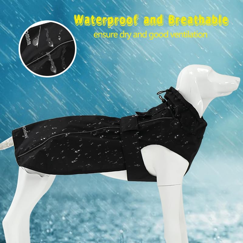 Adjustable Waterproof Dog Raincoat for Dogs (Black / Small(9-13lb))