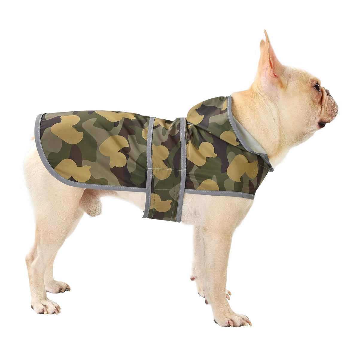Dog Raincoat for Medium Dogs Waterproof Jacket Hooded Rain Coats with Reflective Strips Leash Hole & Poncho Adjustable Fit (Camo Ducks / Medium)