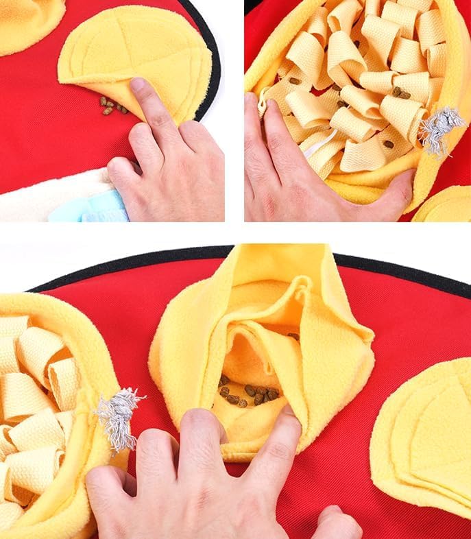 Ferret Cats Snuffle Mat Fleece Foraging Mats Interactive Feeding Toy Small Animal Rabbit Guinea Pig Rat Hamster Anti Slip Treat Dispenser Slow Feeder (Mushroom)