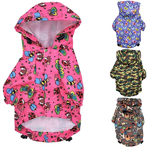 for Small Pet Cat Dog Raincoat Hoodie Coat Waterproof Rain Jacket Rainwear (PINK / XS: Chest - 12", Length - 10")