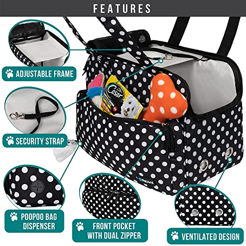 Small Dog Purse Carrier (Polka Dot Black)