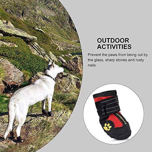 Non Slip Reflective Dog Boots Paw Protect Shoes (1# / Red)