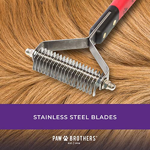 Paw Brothers 20 Blade Medium Double WideDematting Undercoat Rake for Dogs and Cats (20 Blade Medium)
