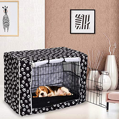 Dog Crate Cover Durable Polyester Pet Kennel Cover Universal Fit for Wire Dog Crate (30.0"L x 19.7"W x 21.0"H / Black)