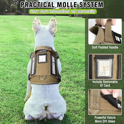 Tactical Dog Harness and Leash Set Medium Sized Dog+10 Dog Patches (Medium / Brown)