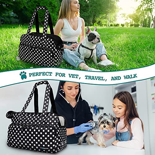 Small Dog Purse Carrier (Polka Dot Black)