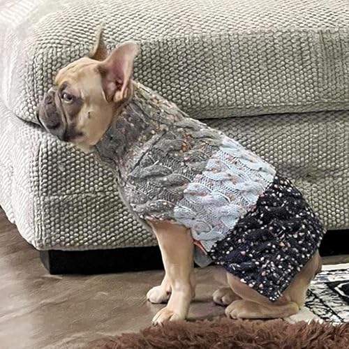 Color Block Dog Sweater for Small Dogs Turtleneck Thermal Knit (Large (20-30lbs) / 03# Navyblue)