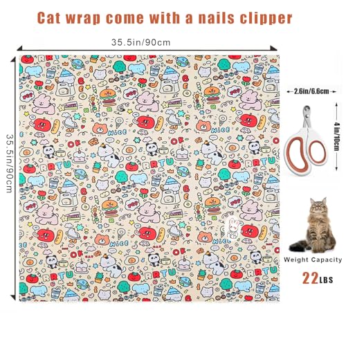35.5‘’ Cat Grooming Wrap for Cutting Nails (XL-35.5'' / Doodle)