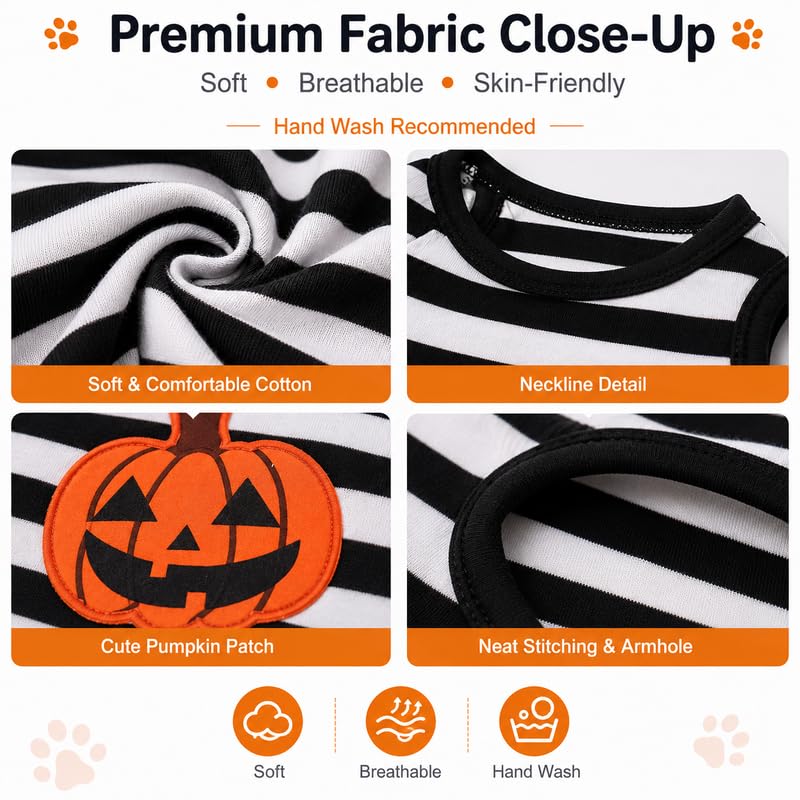 Cute Pumpkin Puppy Dog Shirt (Striped / X-Small)