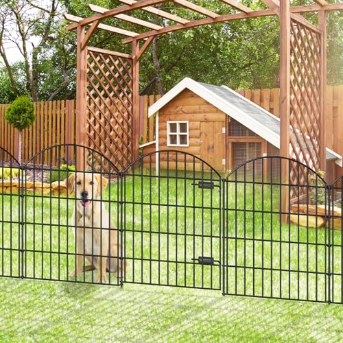 Metal Garden Fence with Gate 36 in x 23.3 ft (36"Hx23.3ft (Gate+9Panels))