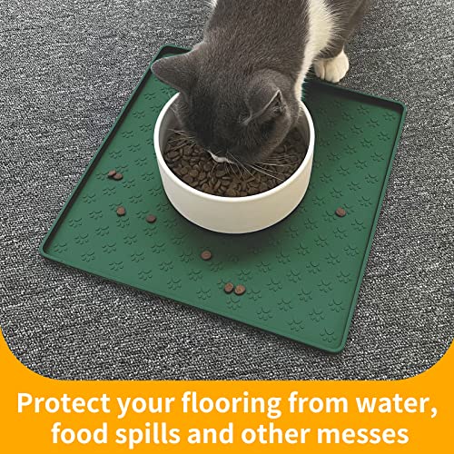 Pet Placemat for Dog and Cat (11.8"L x 11.8"W / Hunter Green)
